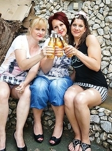 Three naughty old and young lesbians make it wild outdoors