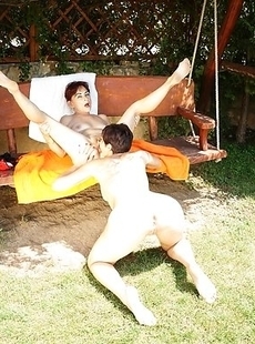 Three old and young lesbians enjoying the sun