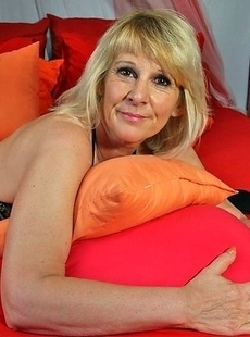 Horny Blonde mature slut playing with herself