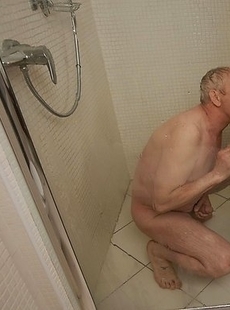 Hot babe catching a dirty old man in the shower