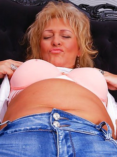 Naughty blonde housewife playing with herself