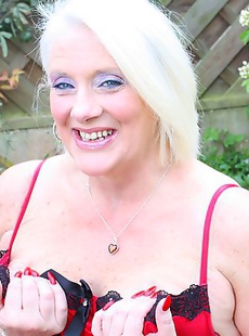 Naughty British housewife getting dirty in the garden